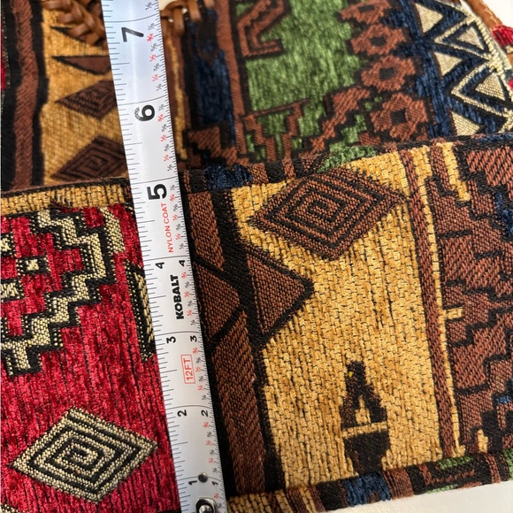 Tapestry Style Multicolor Shoulder Bag with Ethnic Patterns Tassels Braided - Picture 9 of 9